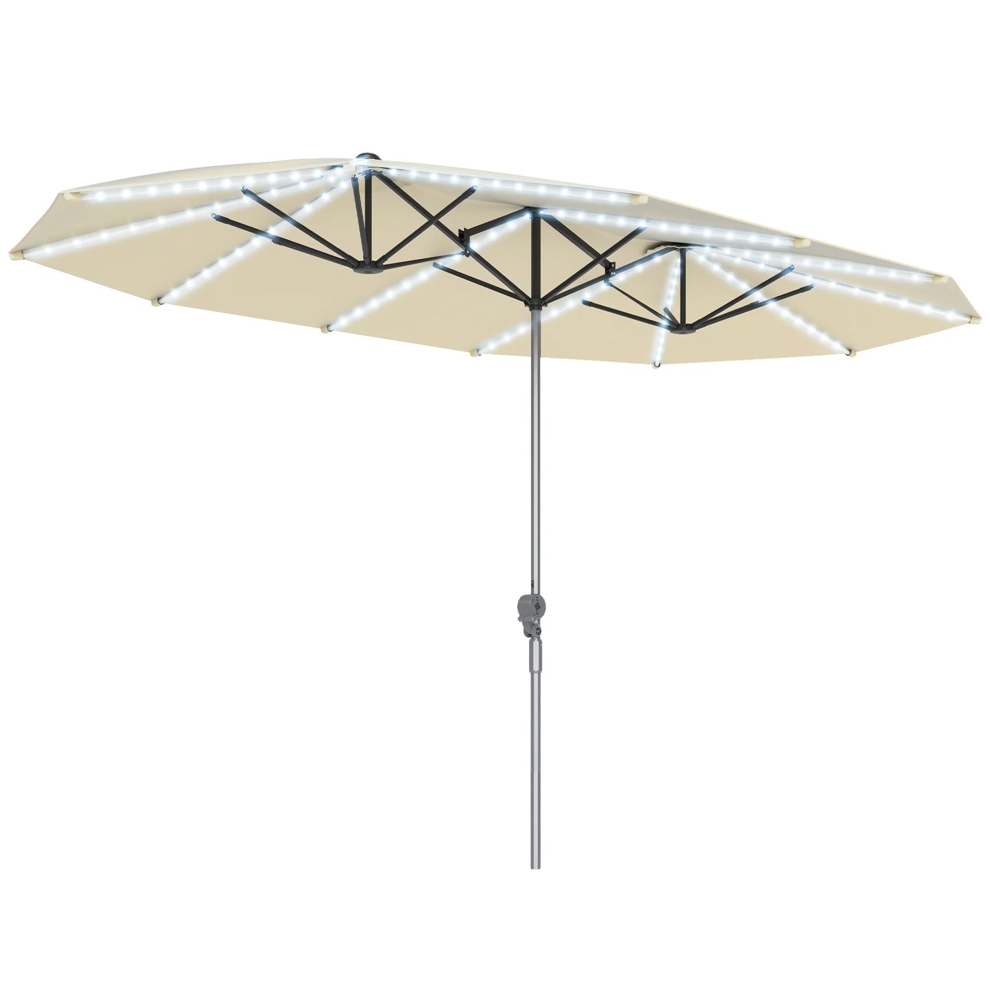 Outsunny Solar Patio Umbrella With Integrated Lighting And UPF50 Canopy