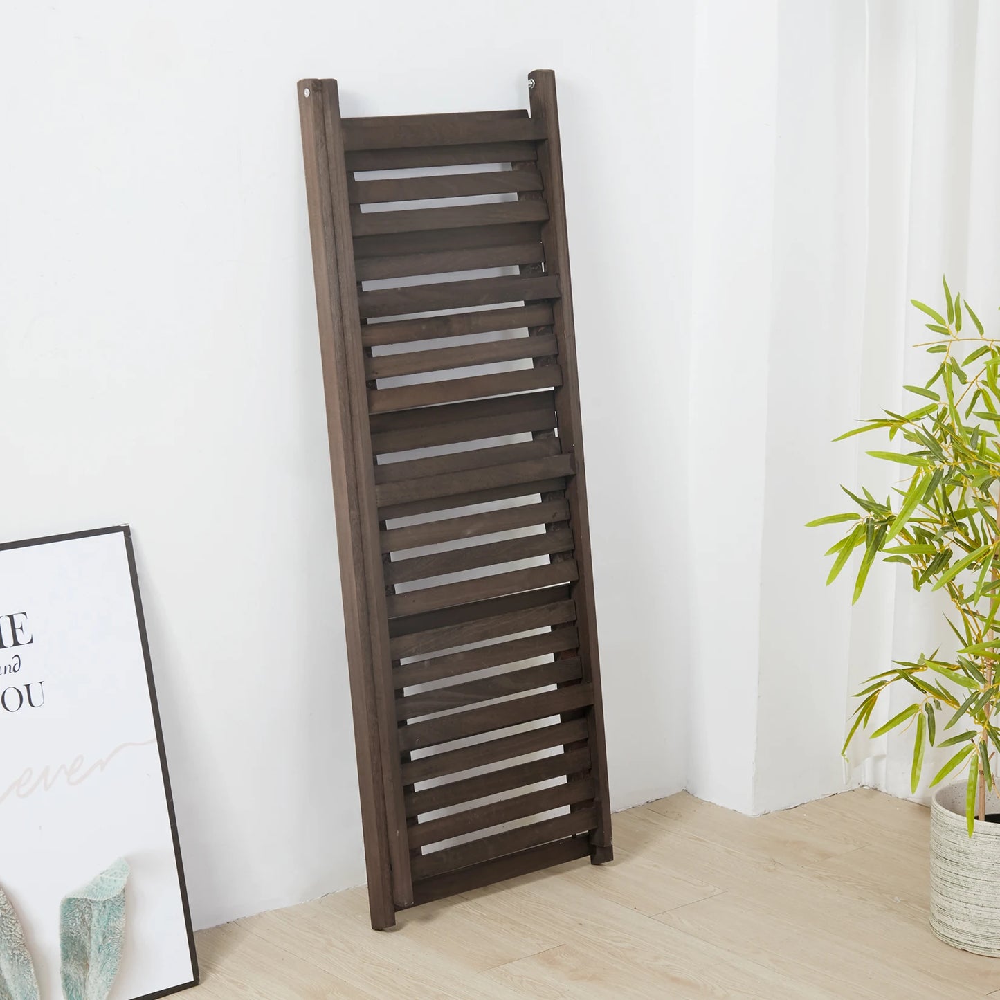 Folding Wood Bookshelf and Plant Display Rack Stand