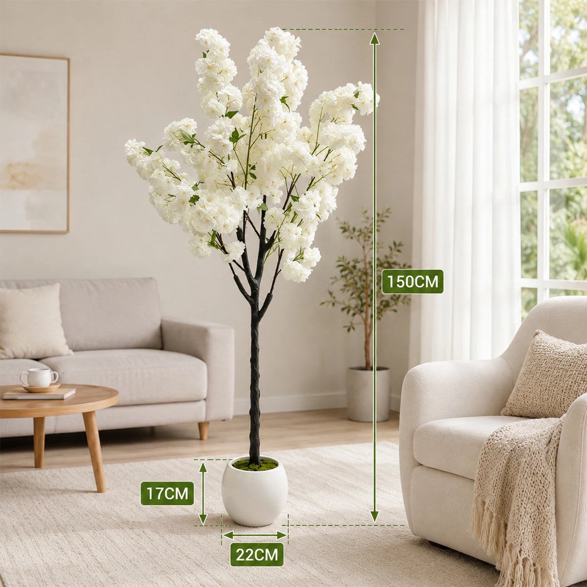 Artificial Cherry Blossom Tree In Pot For Indoor Decoration
