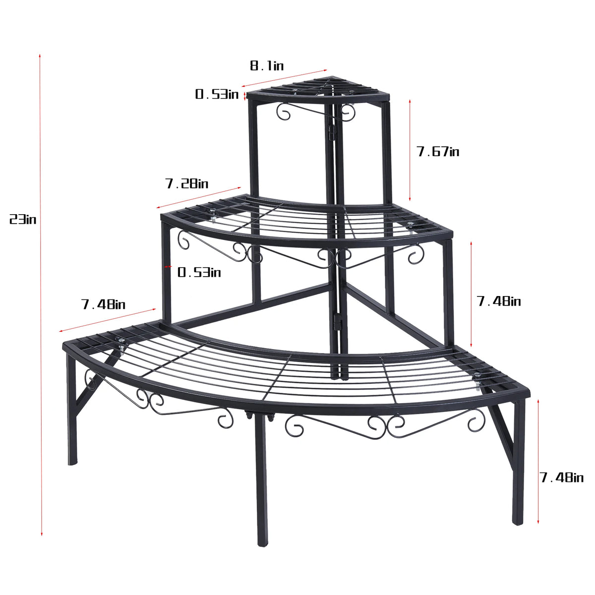 Wisfor 3 Tier Corner Metal Plant Shelf Stand Organizer