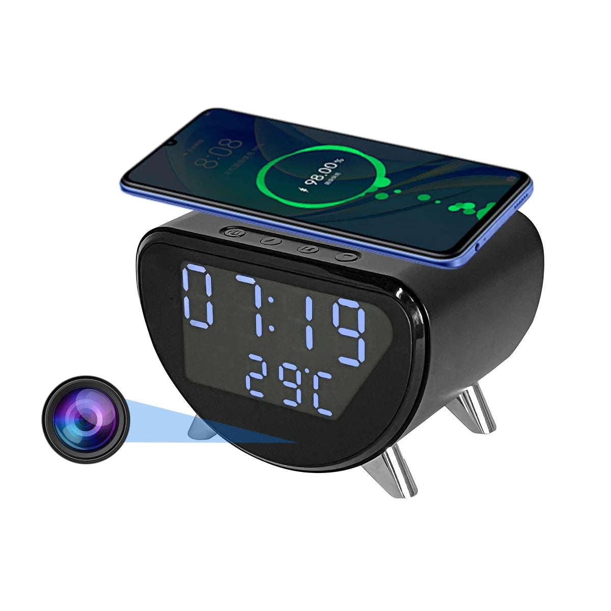 Ouvis 4K WiFi Clock Camera Wireless Charging And Motion Detection