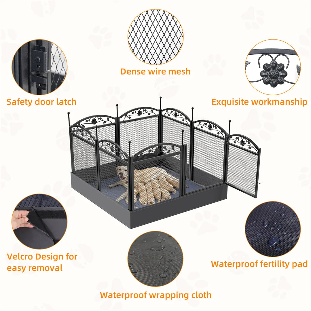 BINGOPAW Heavy Duty Dog Playpen Metal Fence Indoor Outdoor