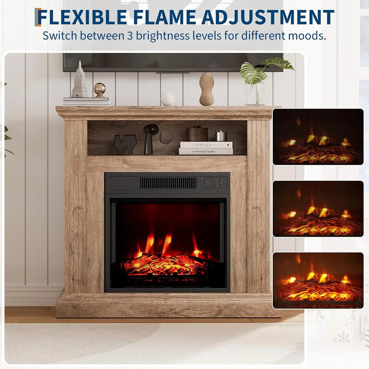 Freestanding Electric Fireplace TV Stand With Heater And Remote