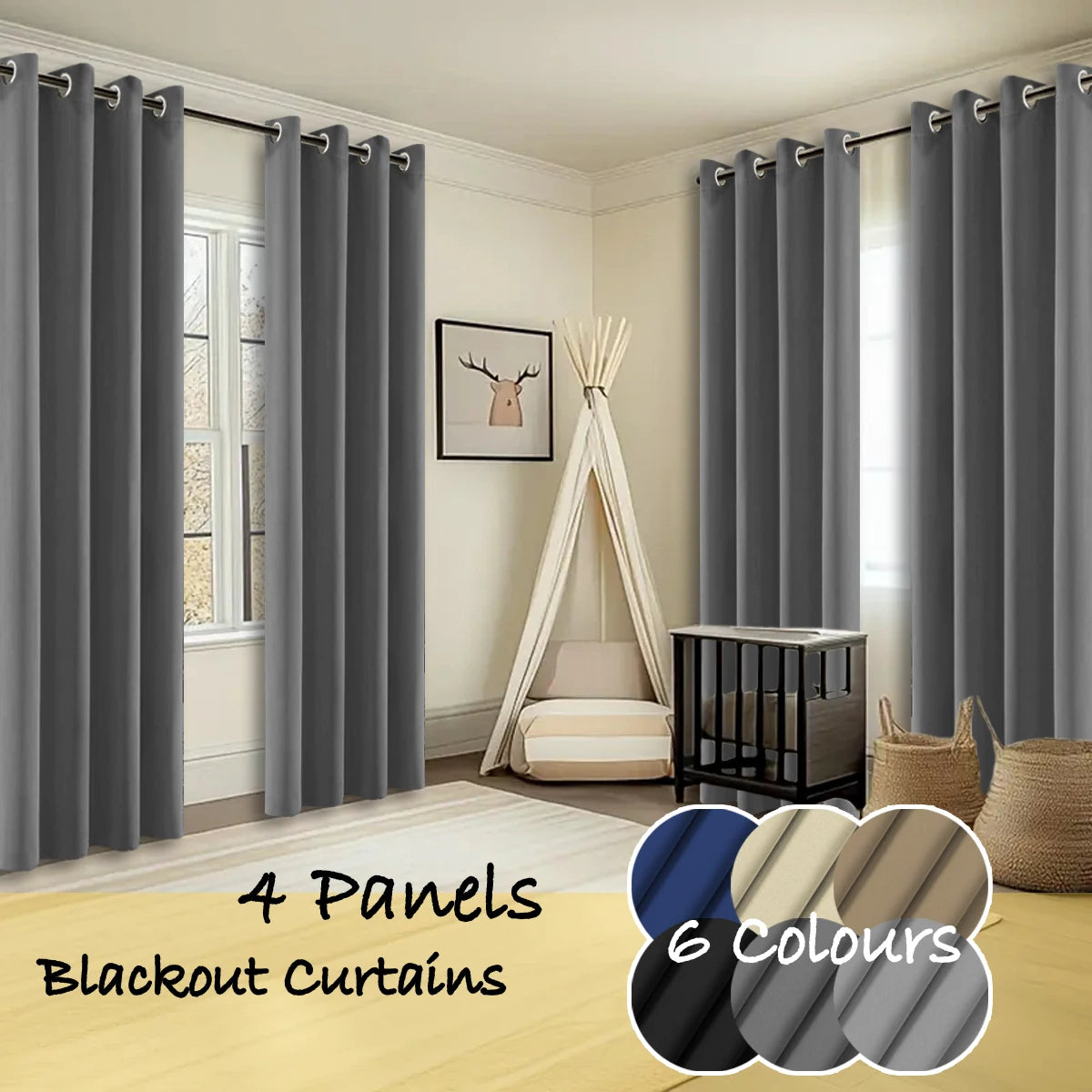 Thermal Insulated Blackout Curtains With Ring Top Panels