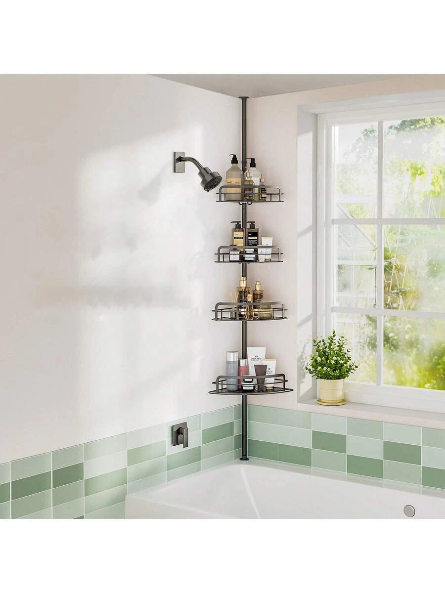Four Tier Corner Shower Shelf Adjustable No Drill Bathroom Caddy