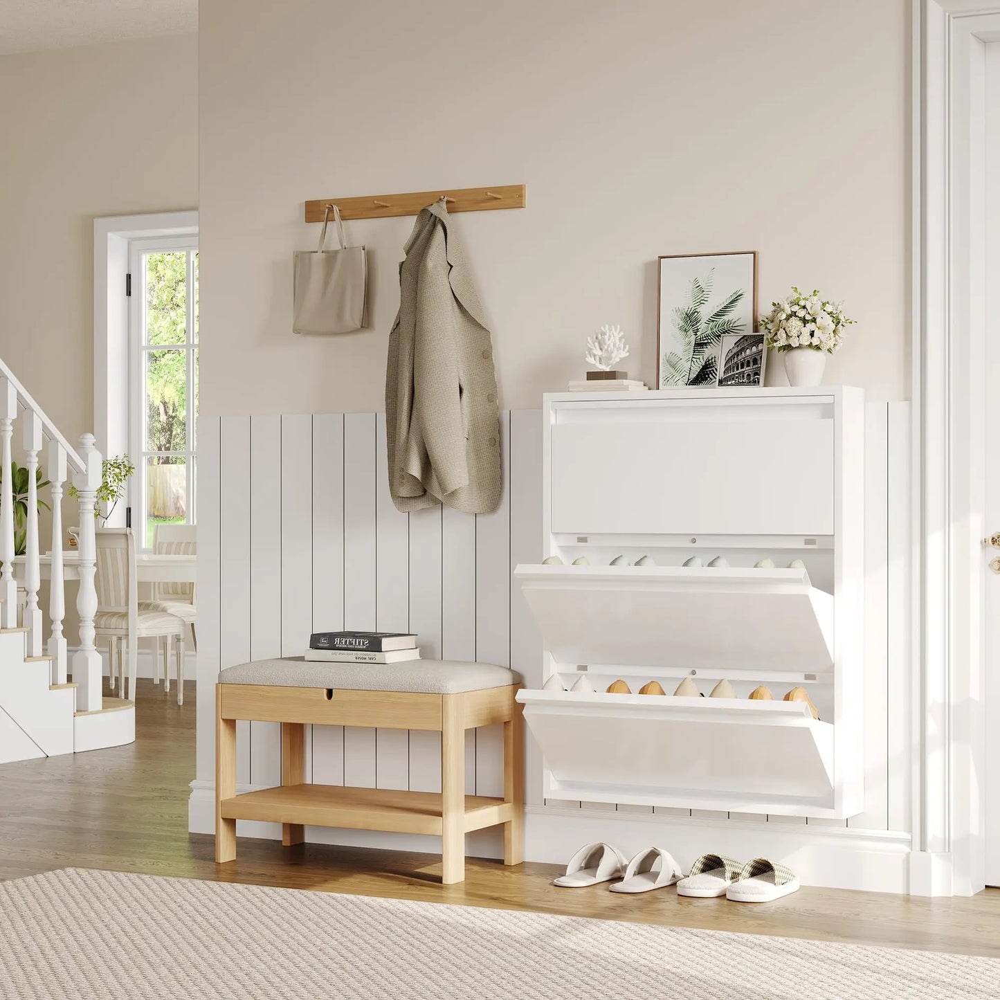 HiMISS Slim Metal Shoe Cabinet For Narrow Entryway Storage