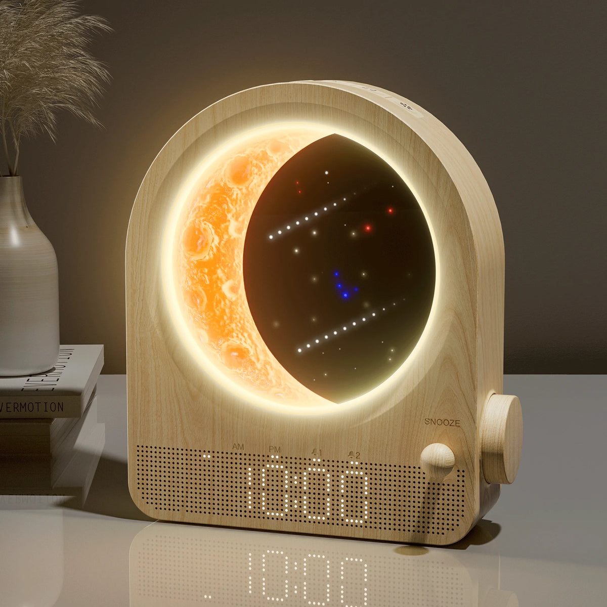 Blonbar Sunrise Alarm Clock With Dimmable Moon Lamp Natural Sound Timer