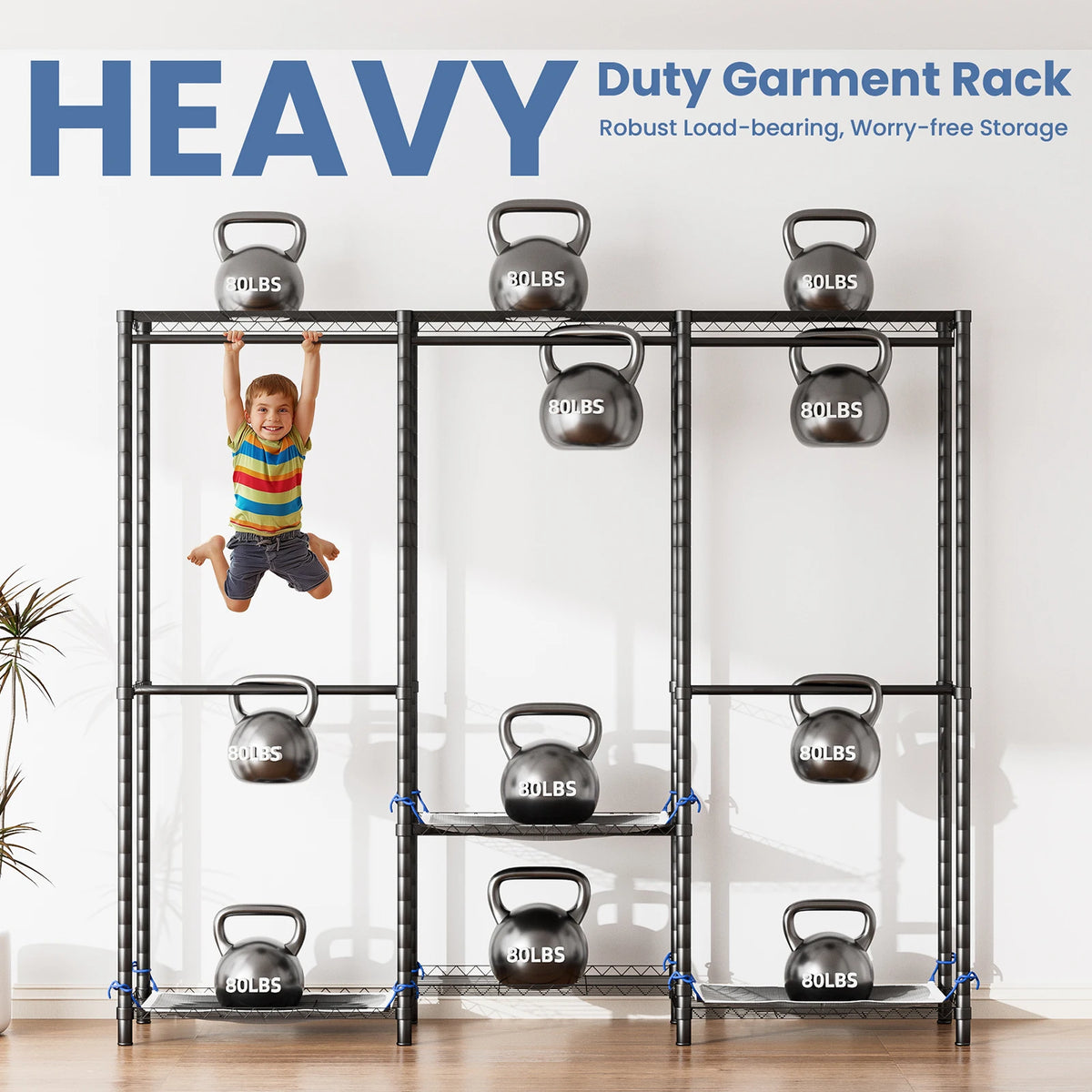 Freestanding Metal Clothes Rack Storage Organizer For Home And Bedroom