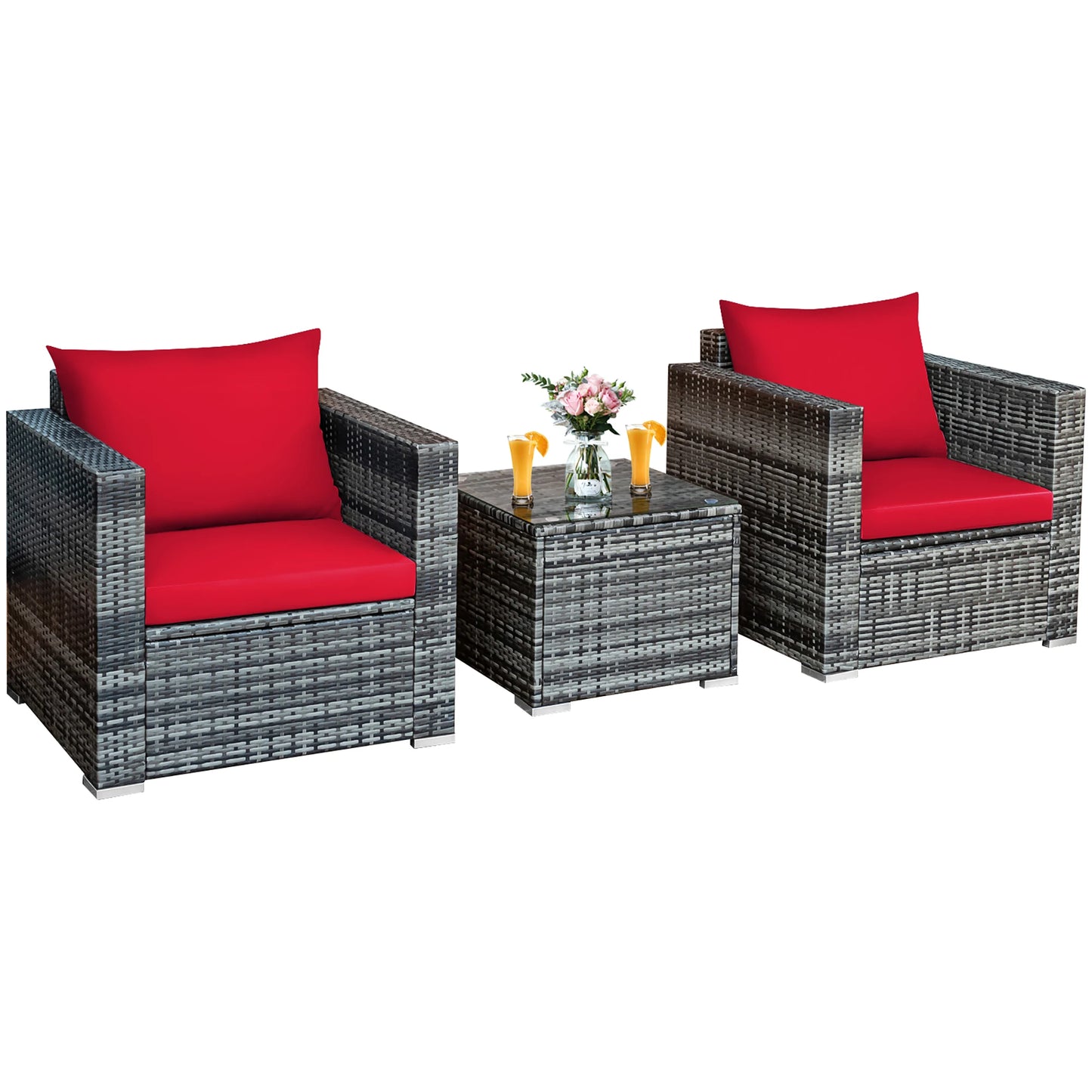 HOMASIS Outdoor Rattan Patio Sofa Set With Coffee Table