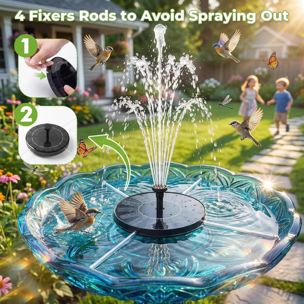 Premium Floating Solar Fountain With Six Nozzles For Garden Pond Landscape