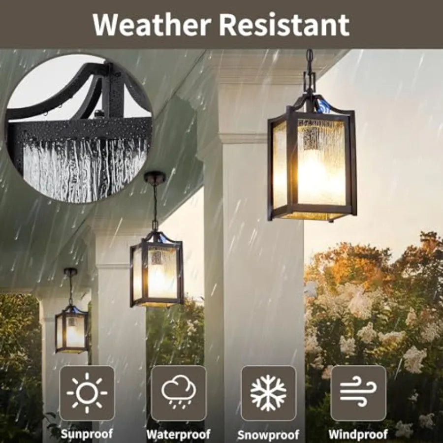 Contemporary Outdoor Porch Pendant Light With Dusk To Dawn Sensor
