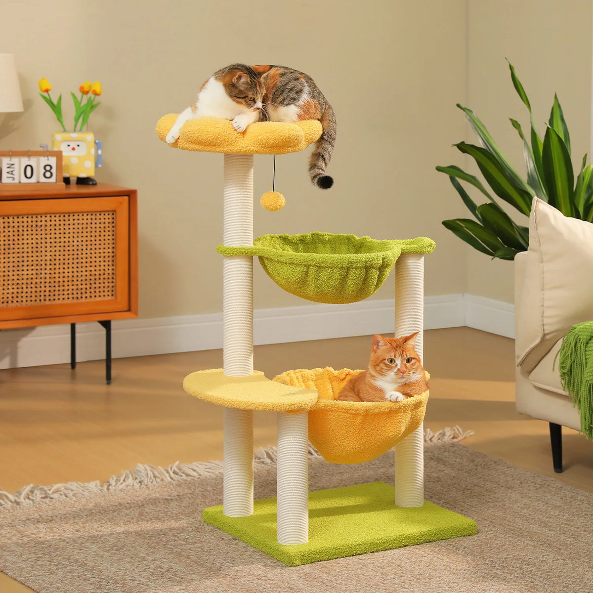 PAWZ Road Flower Cat Tree Featuring Sisal Posts And Hammocks