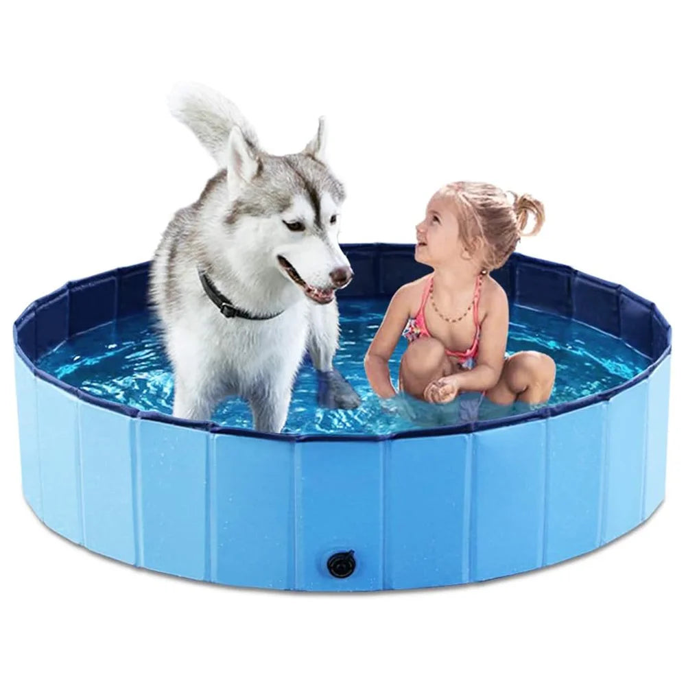 Foldable Portable Dog Swimming Pool Grooming Tub Metal Frame Bathtub