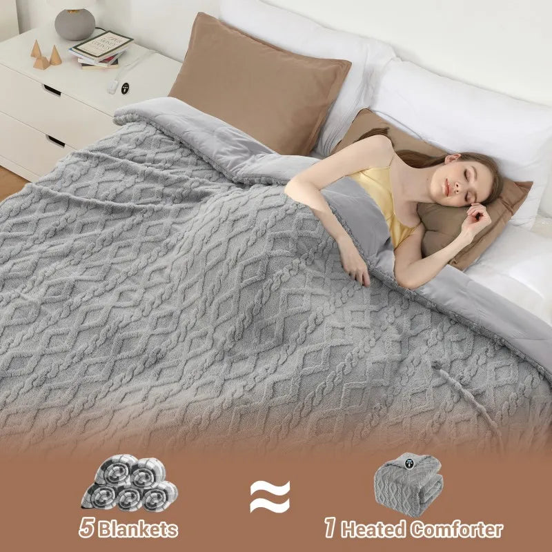 Dual Zone Electric Heated Blanket With Sherpa And Wireless Controller