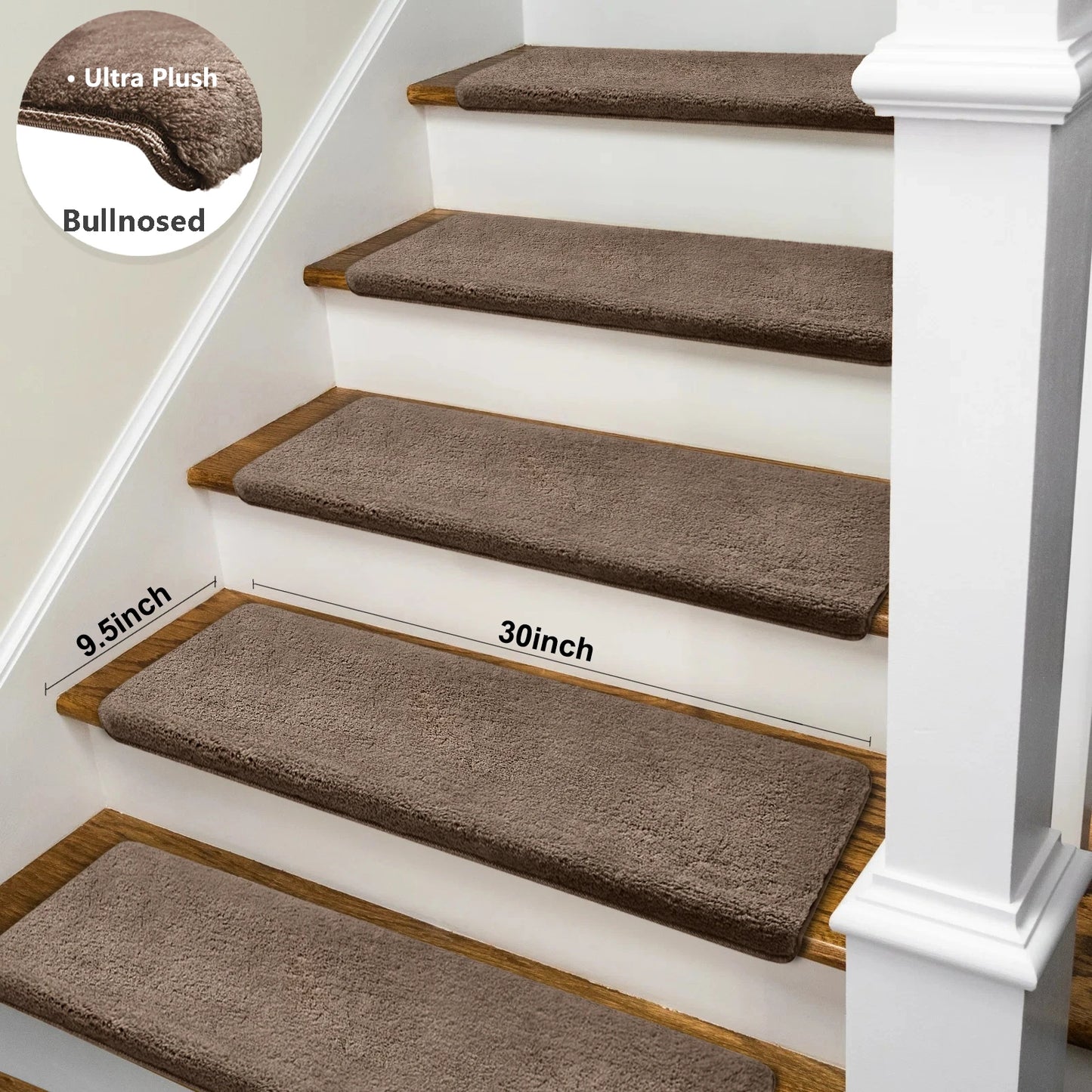 Premium Bullnose Stair Treads Non Slip Self Adhesive Carpet Mats
