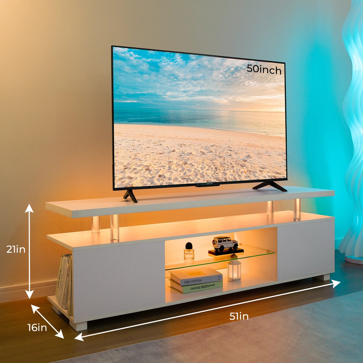 Cubehom Modern Wooden TV Stand With Storage Entertainment Console