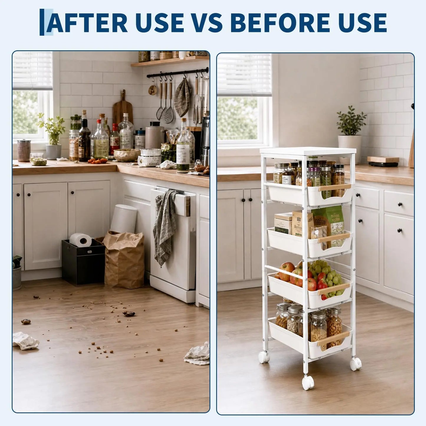 Studyset Five Tier Rolling Kitchen Cart With Pull Out Basket