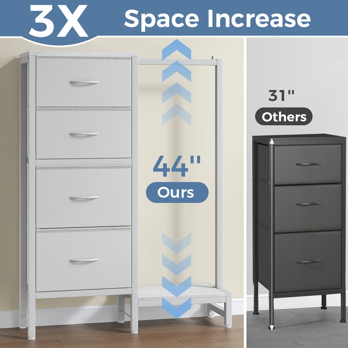 MCQ Fabric Storage Cabinet With Drawers And Hanging Clothes Rack