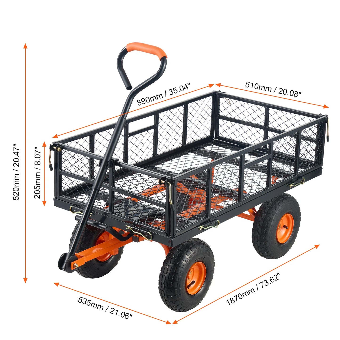 SucceBuy Heavy Duty Metal Garden Cart Versatile Utility Wagon