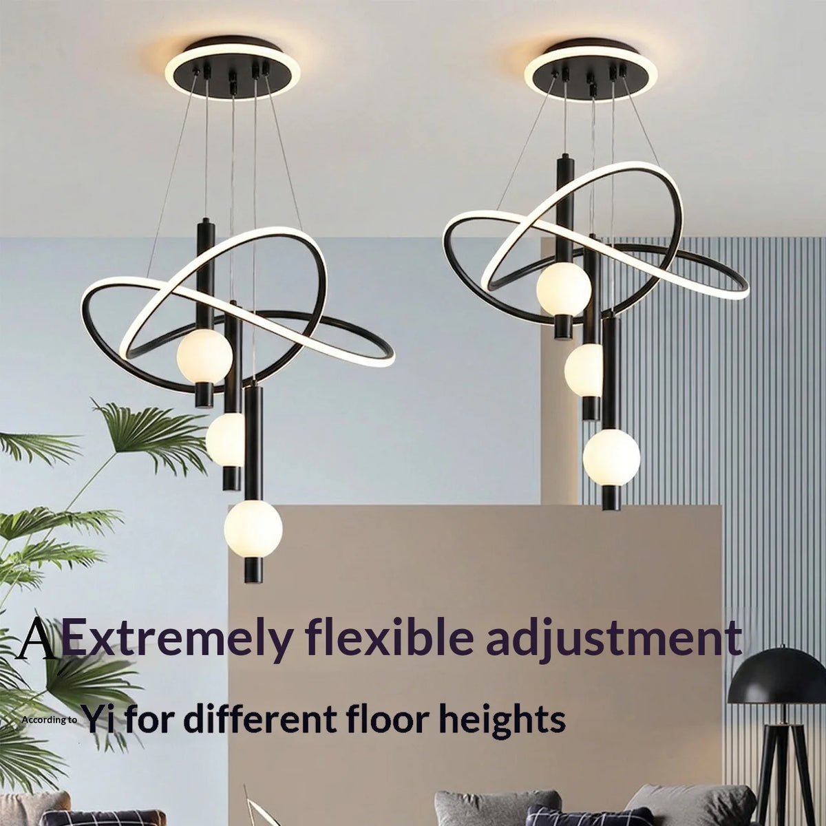 Stylish LED Pendant Light Featuring Adjustable Height And Remote Dimming