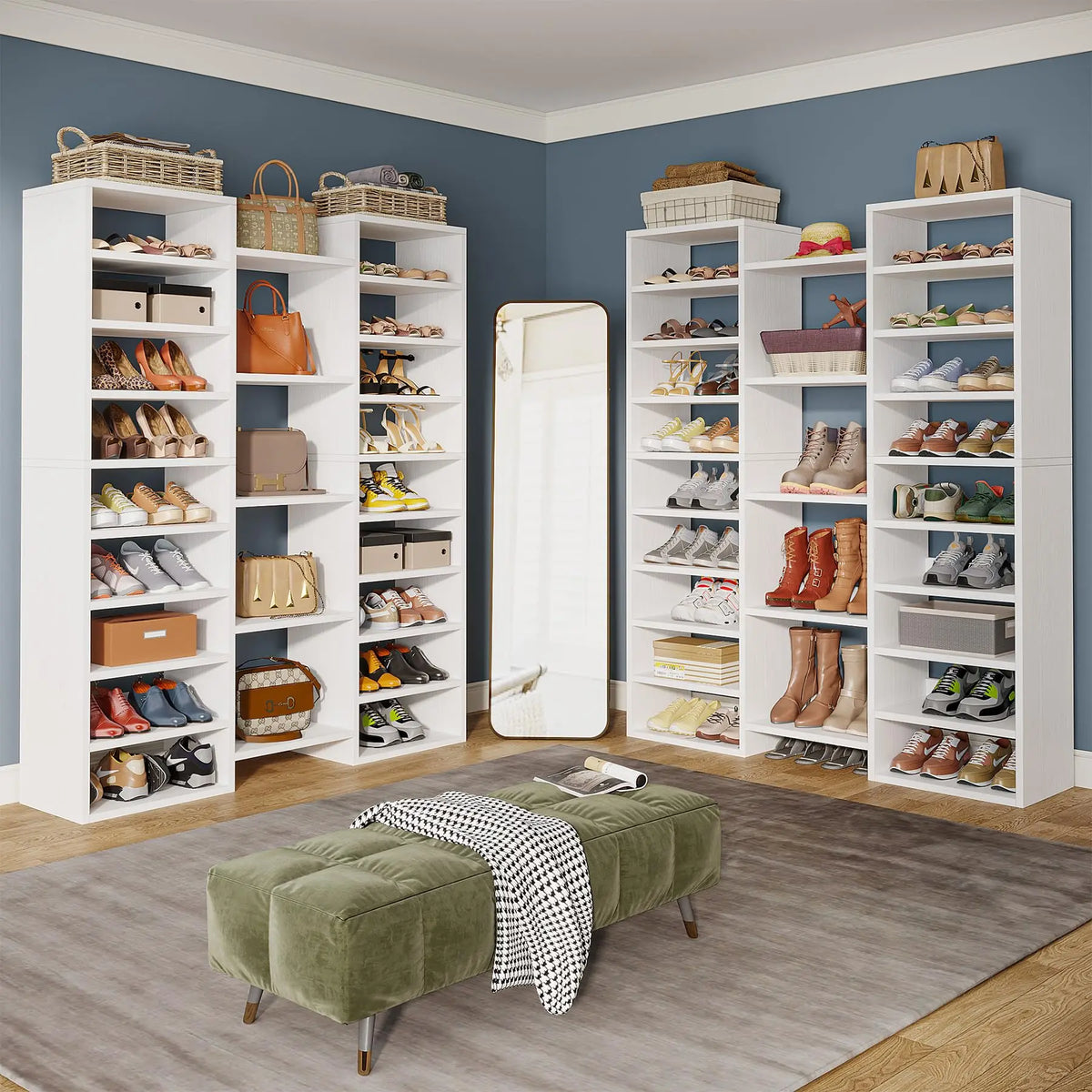 Tribesigns Freestanding Wooden Shoe Storage Rack With Open Cubbies