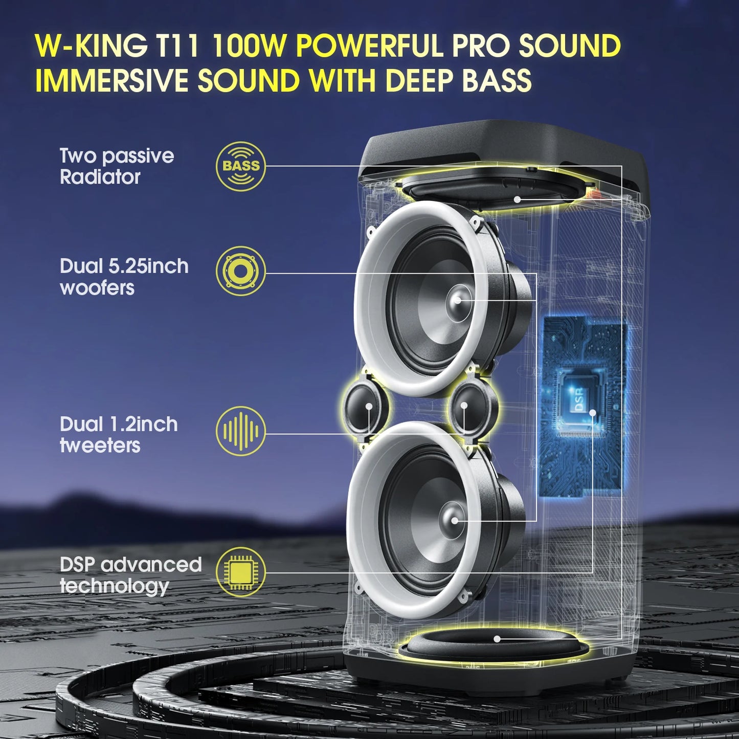 W-King T11 Portable Bluetooth Speaker Featuring Deep Bass And Waterproofing