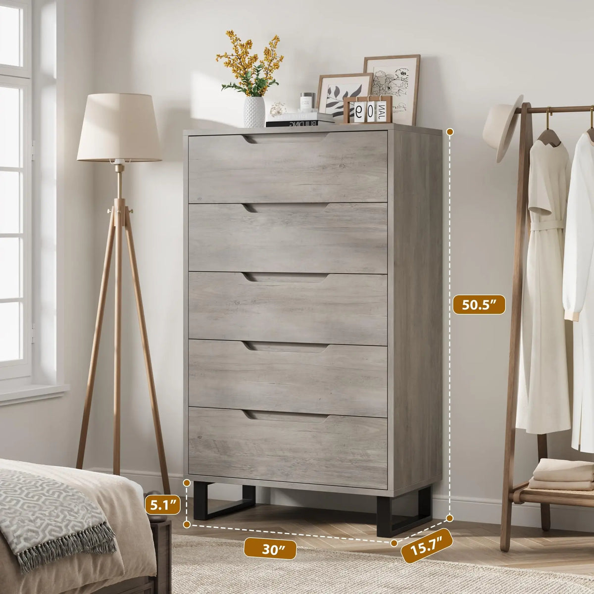 HiMISS Wooden Storage Dresser for Bedroom and Living Room