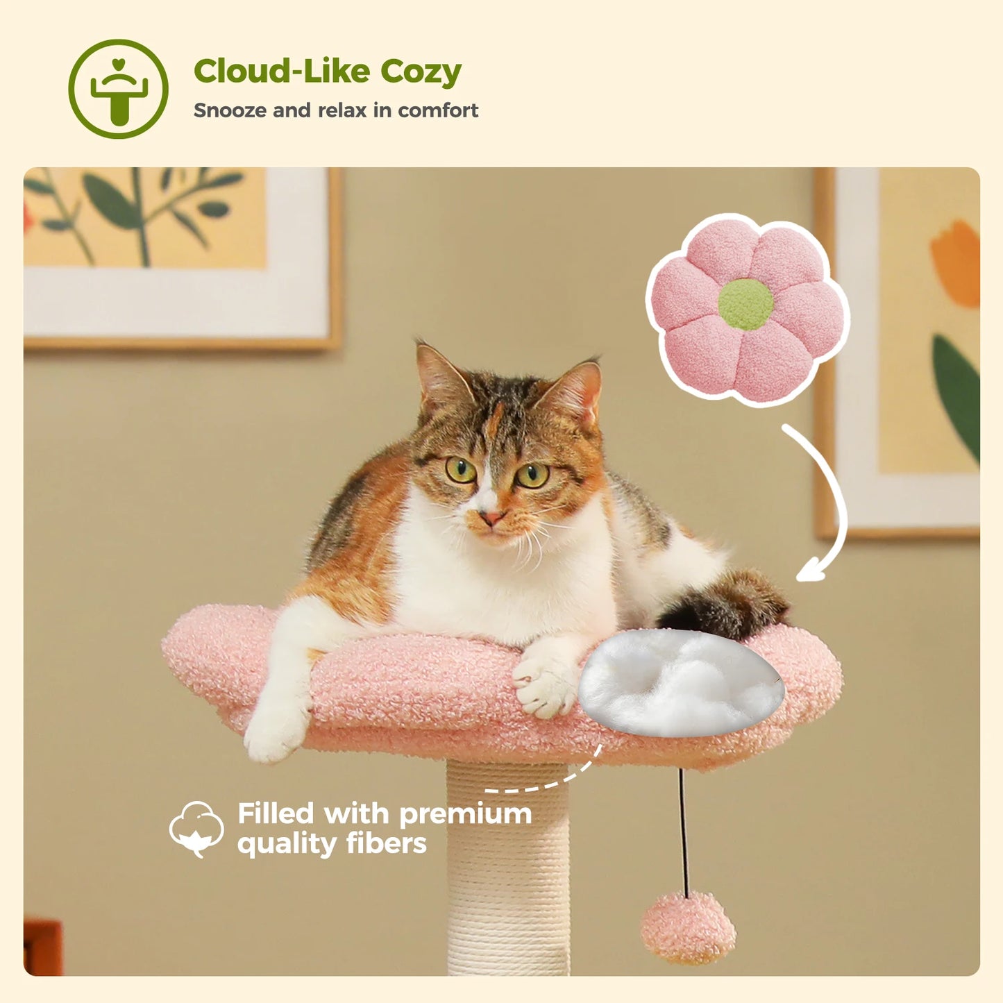 PAWZ Road Flower Cat Tree Featuring Sisal Posts And Hammocks