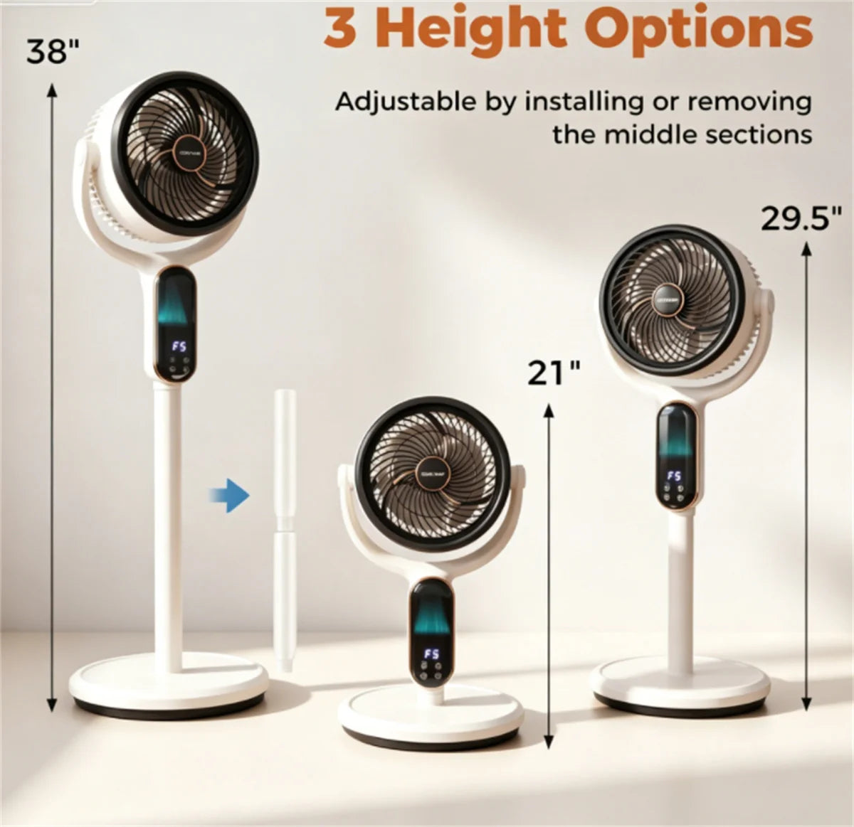 Adjustable Height Standing Fan With Remote Control And Quiet Operation