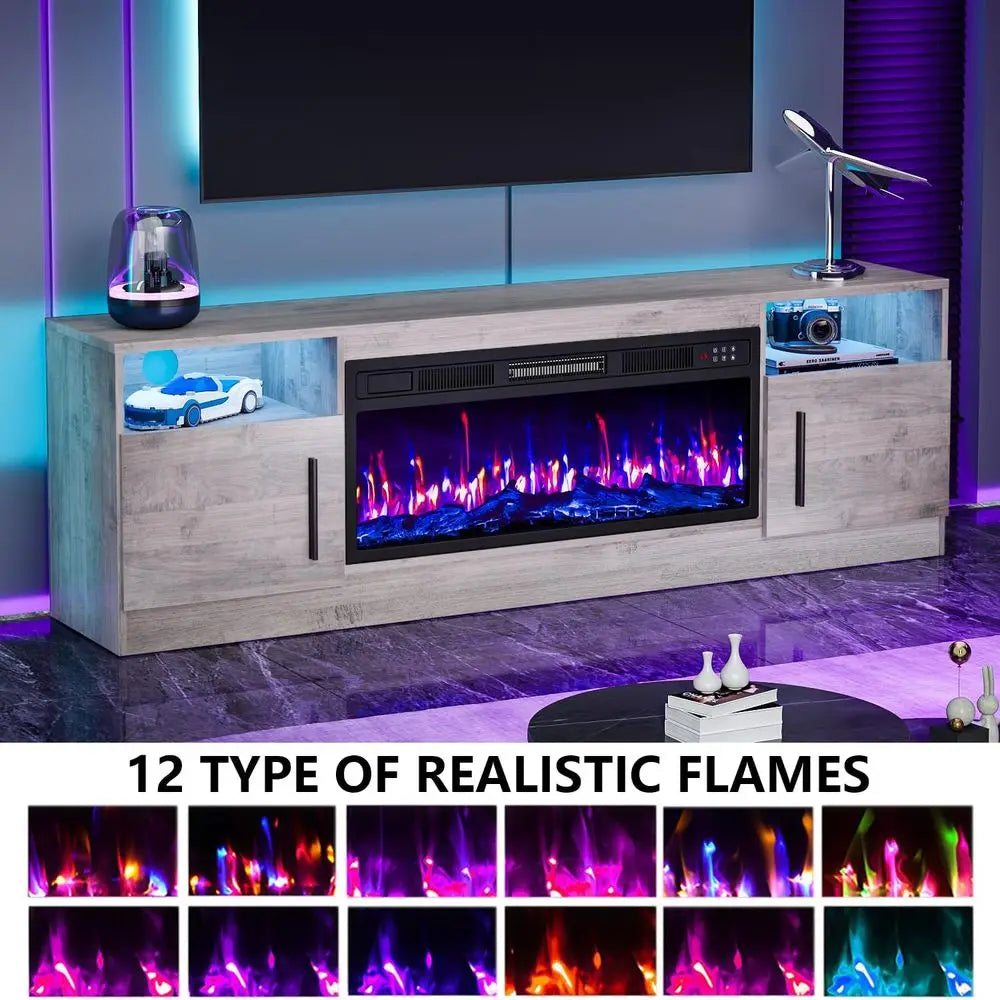 Ireplace Modern TV Stand With LED Lights And Remote Control