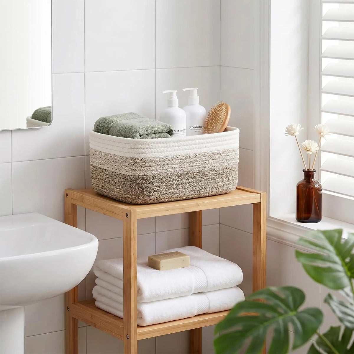 HiMISS Cotton Rope Rectangular Multi Purpose Storage Baskets