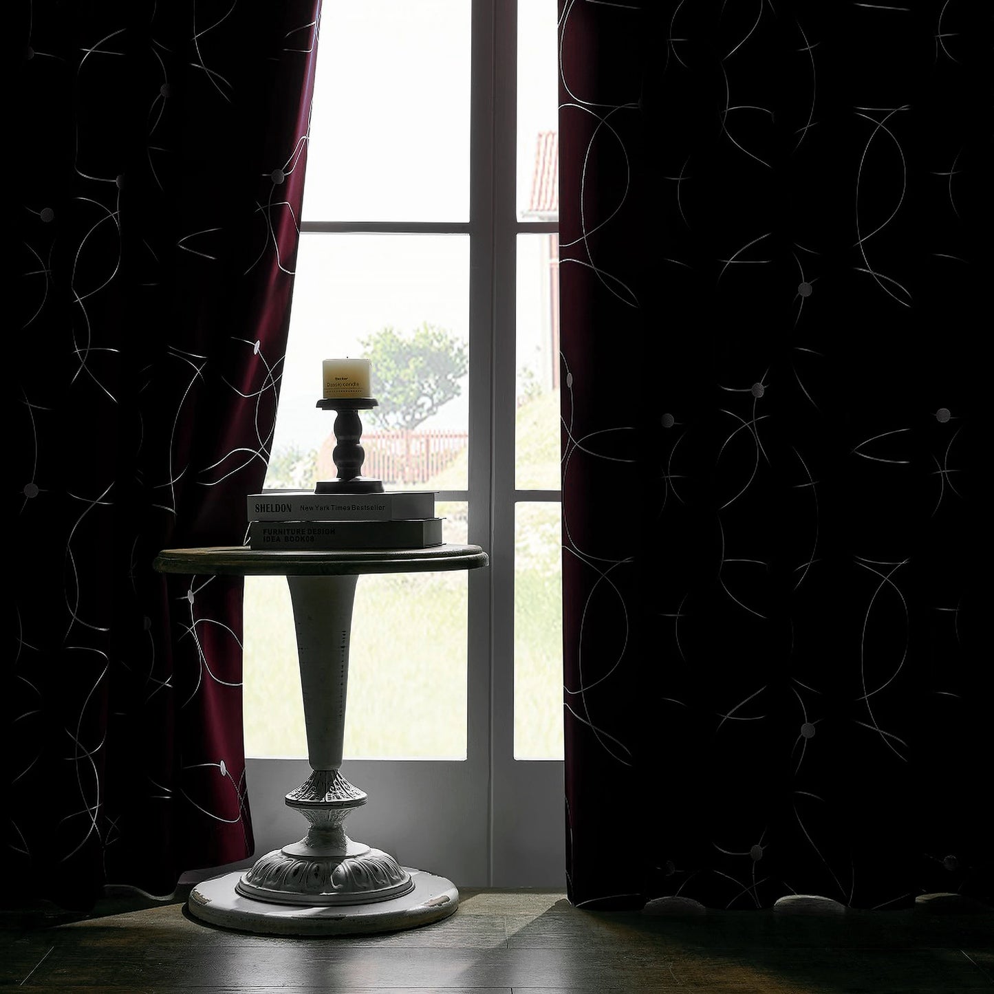 Premium Thermal Blackout Curtains With Grommets And Decorative Foil Print