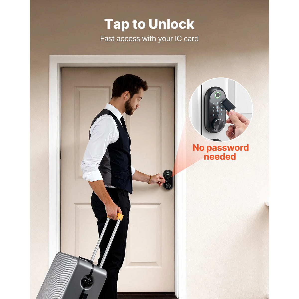 SucceBuy Fingerprint Touchscreen Electronic Door Lock With Auto Locking