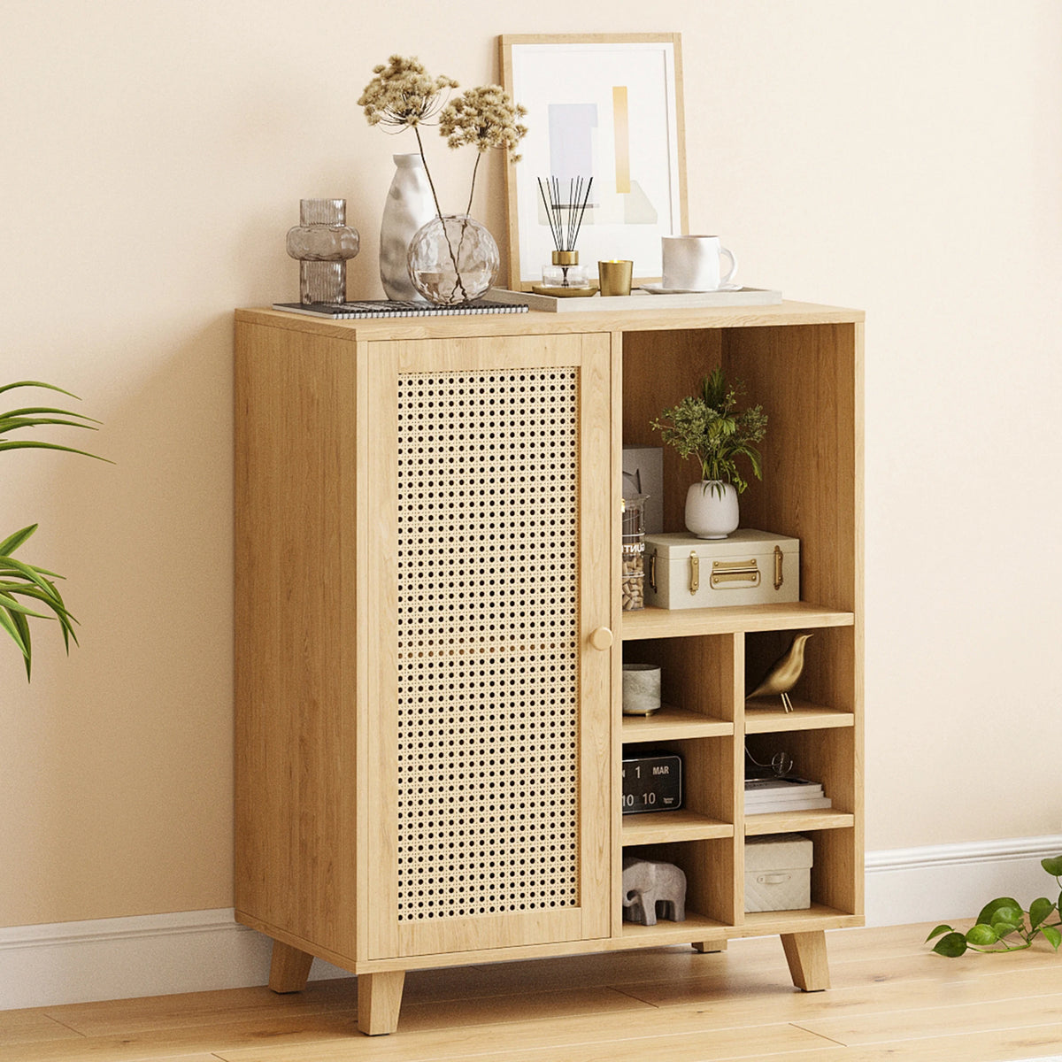 FARINI Farmhouse Sideboard Cabinet With Wine Racks And Storage