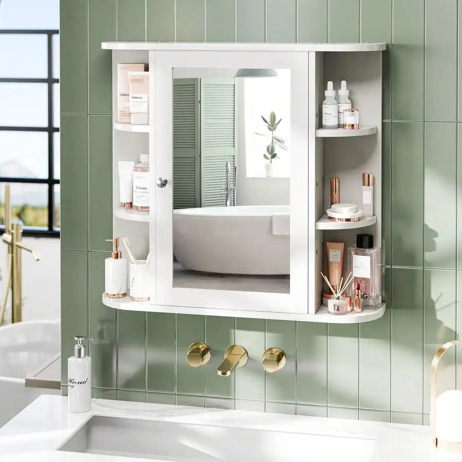 Wall Mounted Bathroom Cabinet With Mirror Door And Shelves
