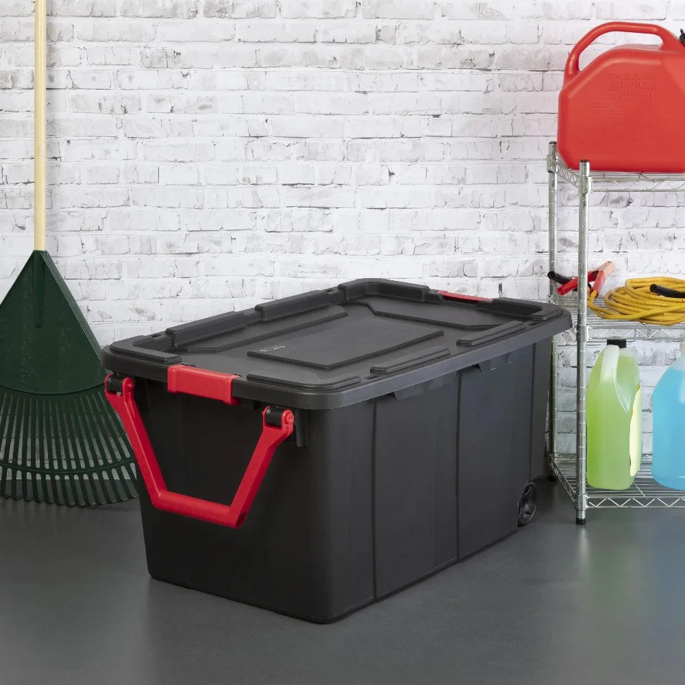 Sterilite Industrial Wheeled Plastic Storage Container With Handles