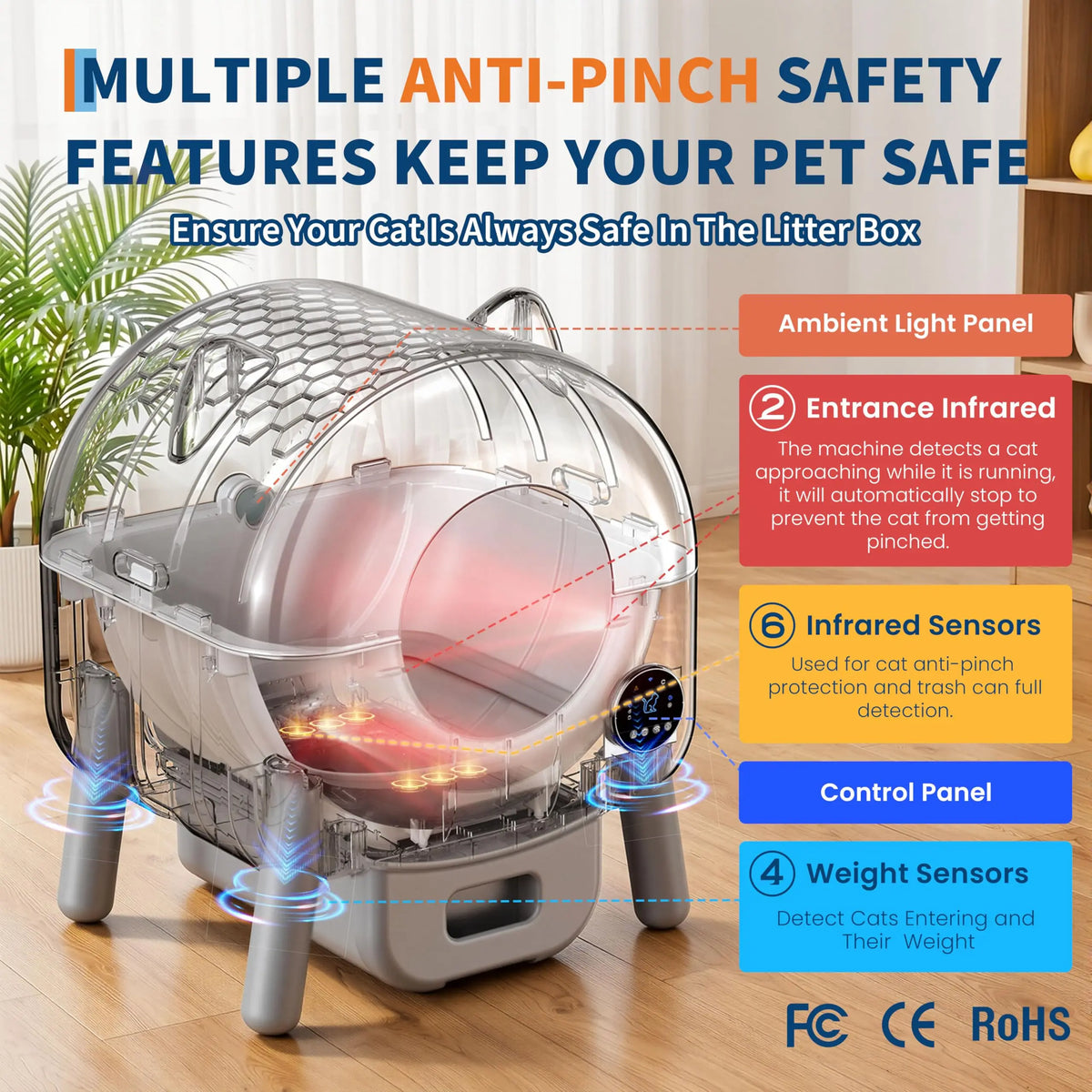 HiMISS Automatic Self Cleaning Cat Litter Box Smart App Control