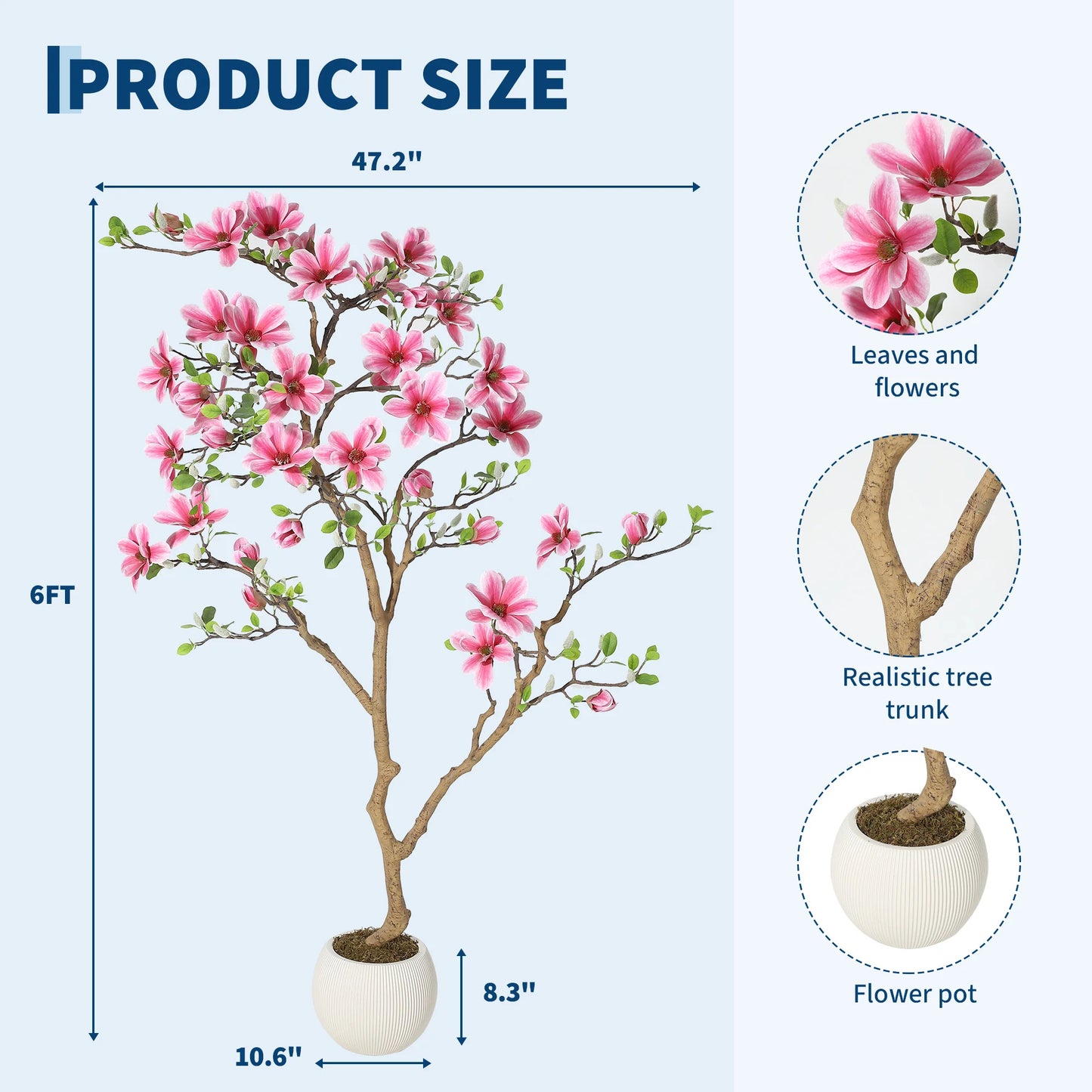 HiMISS Artificial Magnolia Tree For Indoor Home Decoration