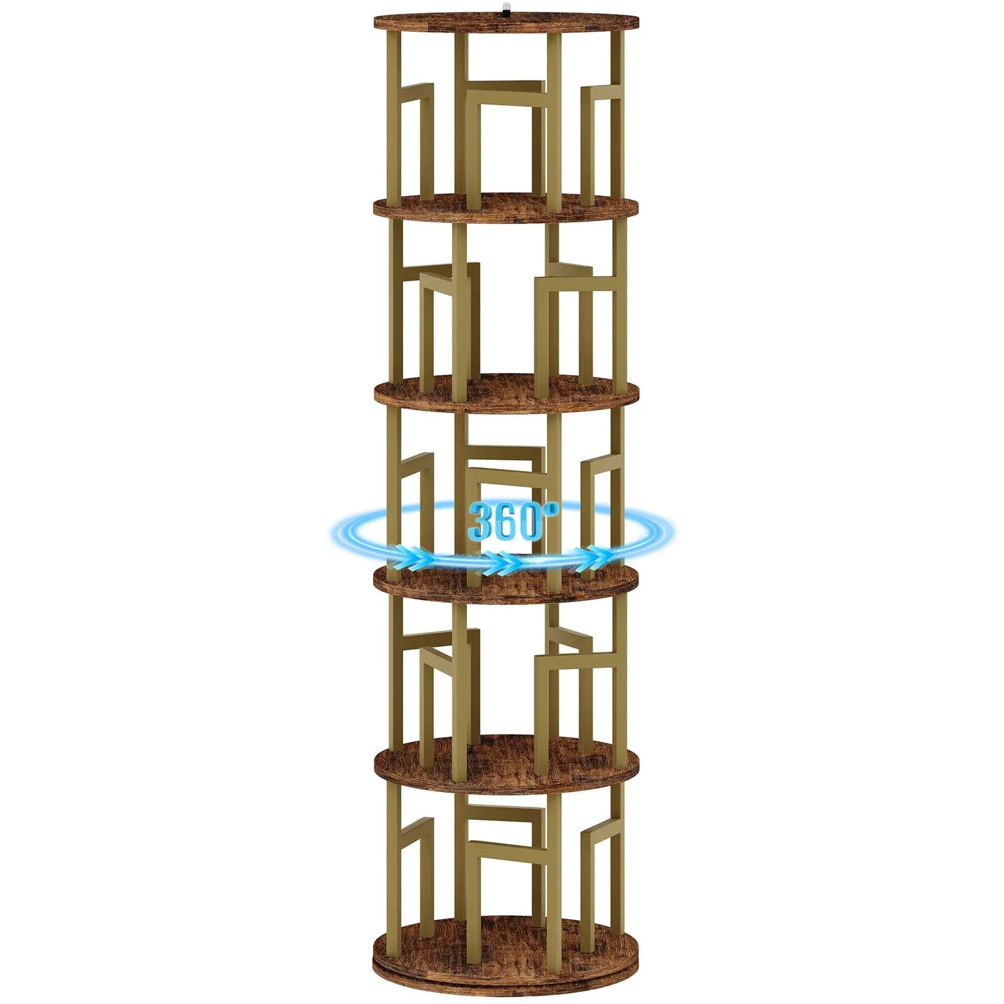 HiMISS 5 Tier Rotating Bookshelf Tower Corner Storage Shelf