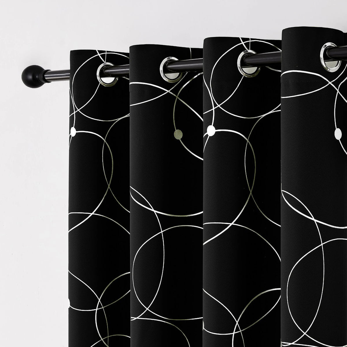 Premium Thermal Blackout Curtains With Grommets And Decorative Foil Print