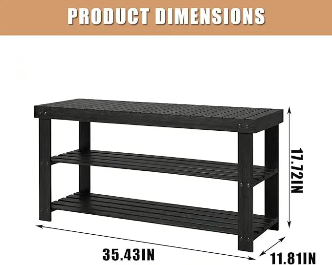 HiMISS Bamboo Shoe Rack Bench With Comfortable Entryway Storage Seat
