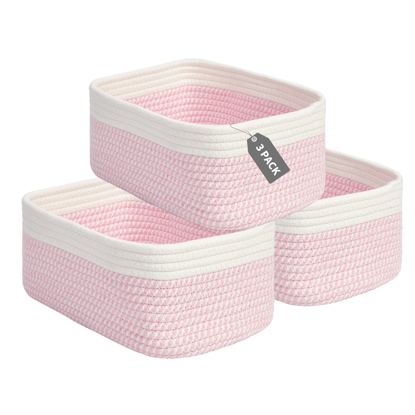 HiMISS Cotton Rope Rectangular Multi Purpose Storage Baskets