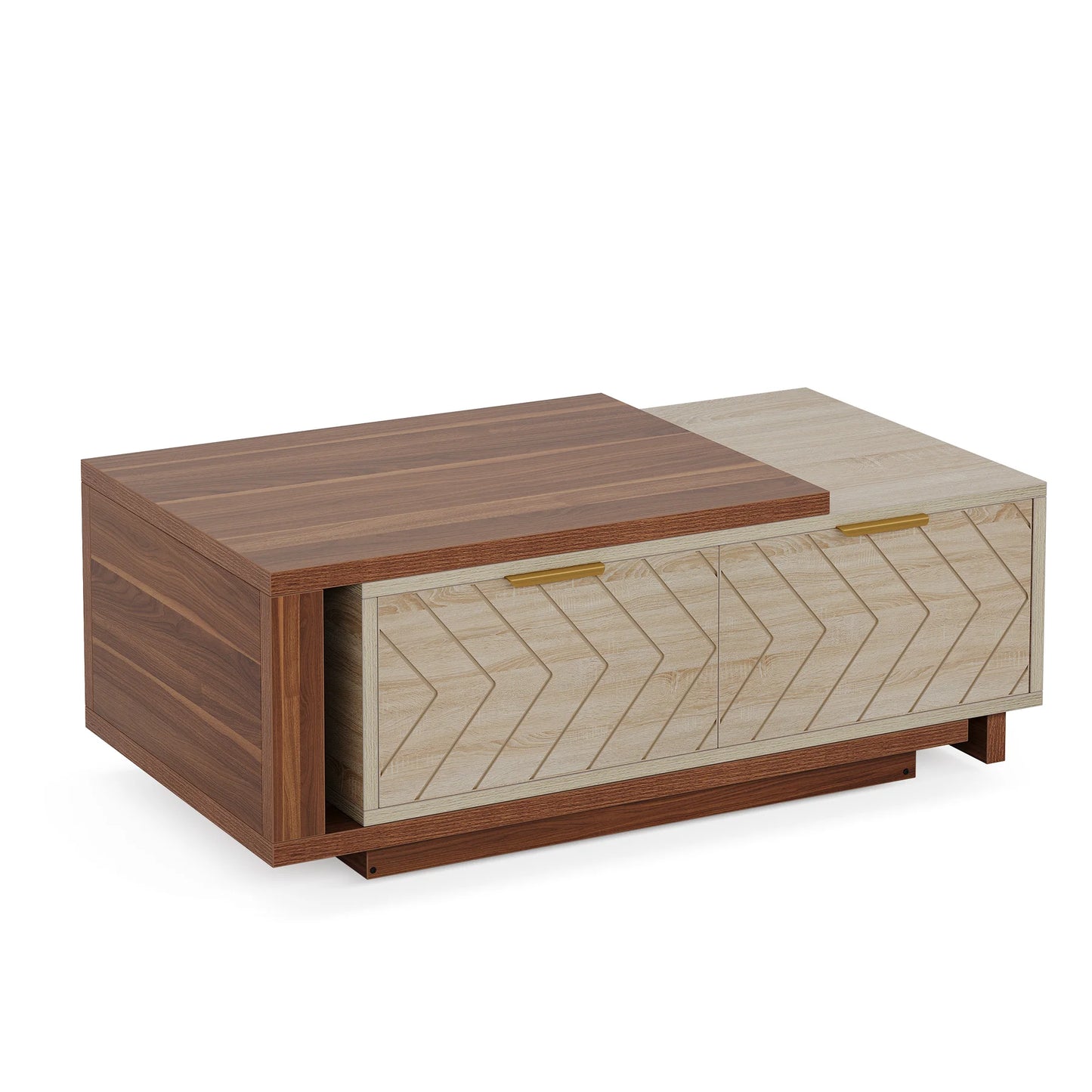 Tribesigns Extendable Wood Coffee Table With Two Storage Drawers