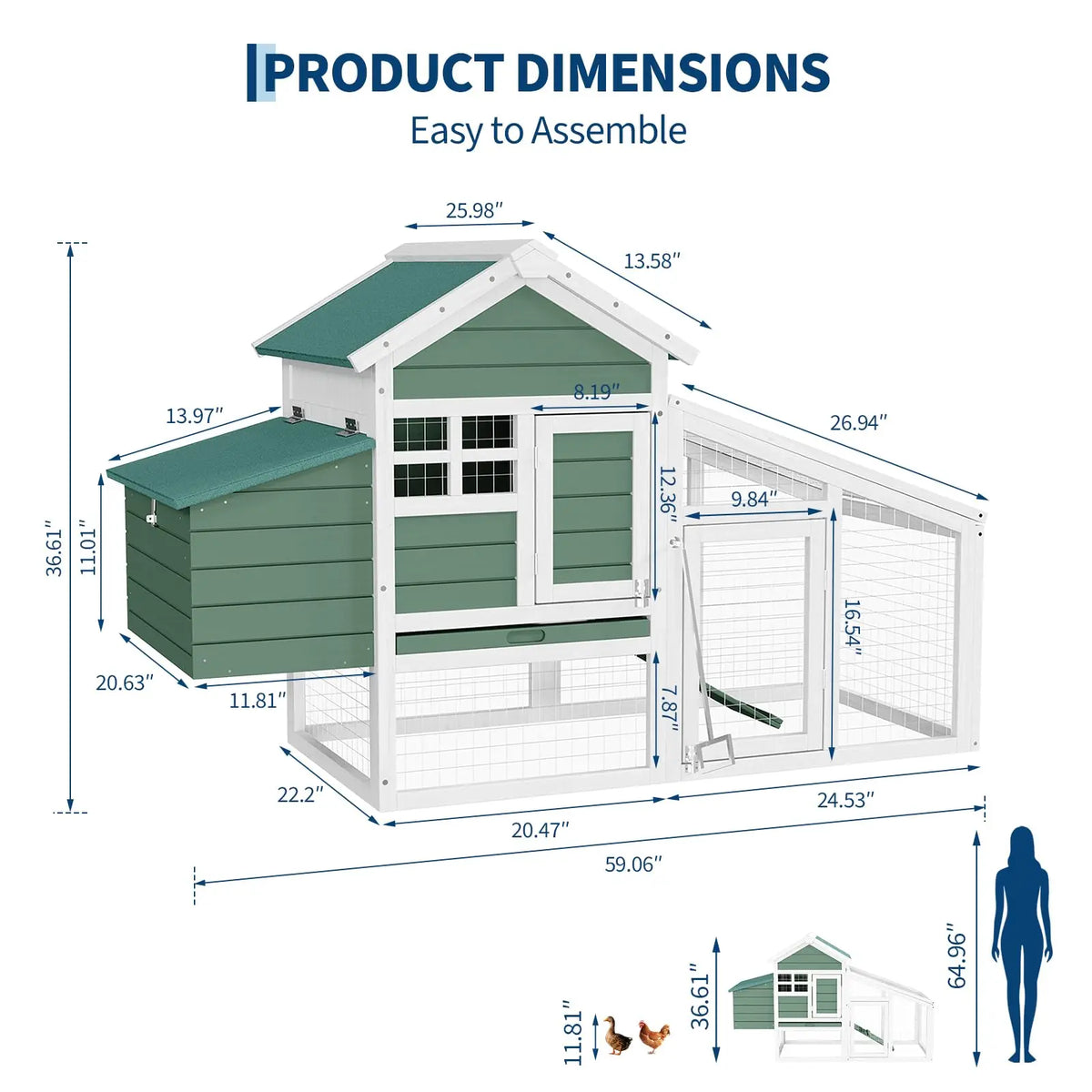 Wooden Chicken Coop With Nesting Box For Outdoor Hen Housing