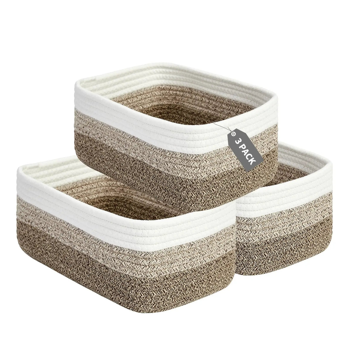 HiMISS Cotton Rope Rectangular Multi Purpose Storage Baskets