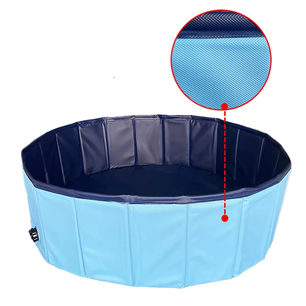 Foldable Portable Dog Swimming Pool Grooming Tub Metal Frame Bathtub
