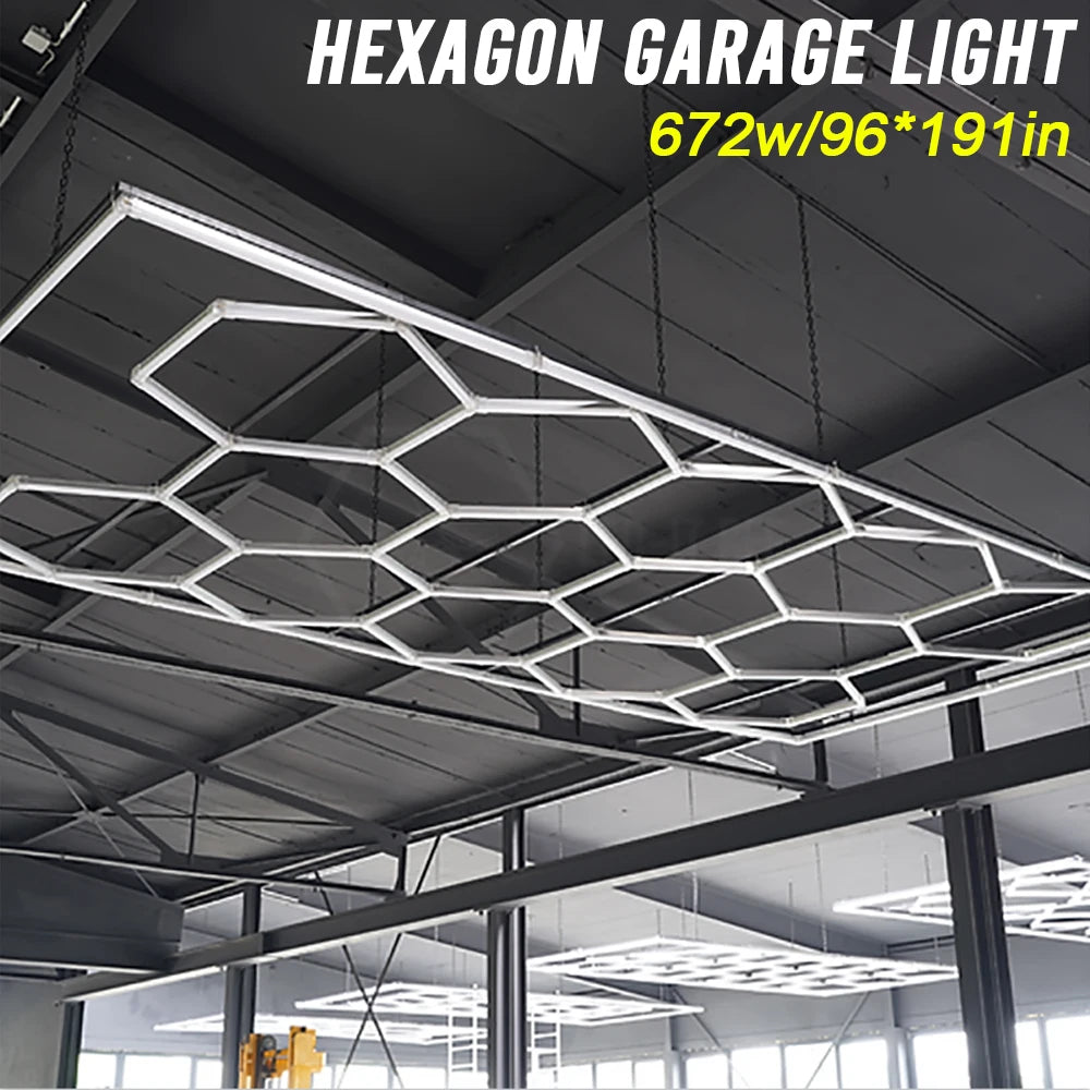 Hexagon Led Ceiling Light For Garage Workshop And Car Detailing