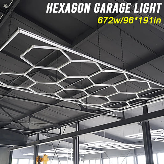 Hexagon Led Ceiling Light For Garage Workshop And Car Detailing
