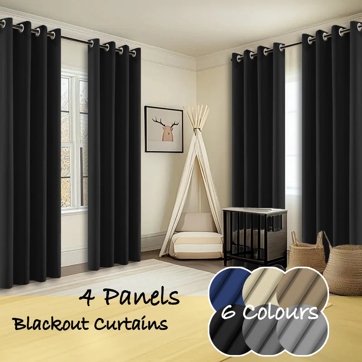 Thermal Insulated Blackout Curtains With Ring Top Panels