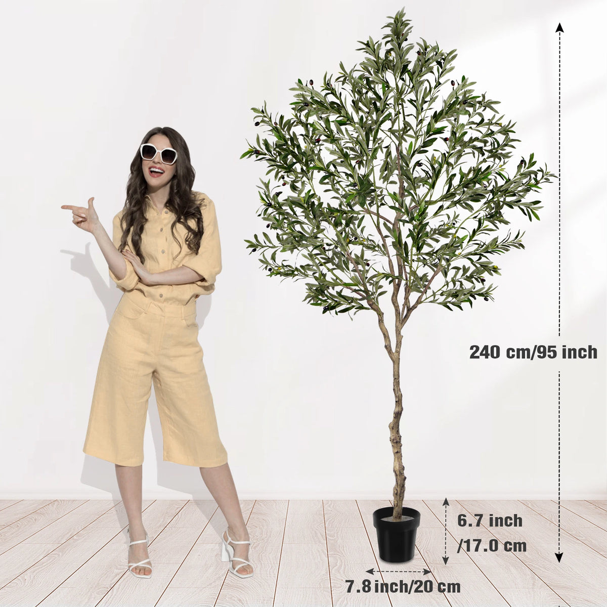 Olitree Artificial Olive Tree With Realistic Fruits And Wooden Trunk